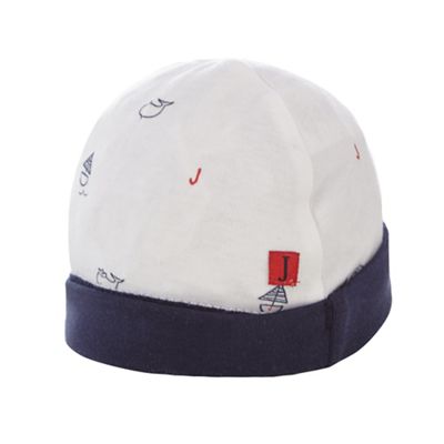 J by Jasper Conran Pack of two baby boys' white boat and fine striped print hats